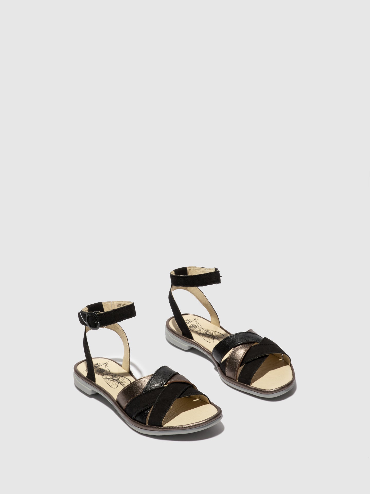 Fly London Sandálias com Tira no Tornozelo CUNE165FLY BLACK/BLACK/BLACK/BRONZE